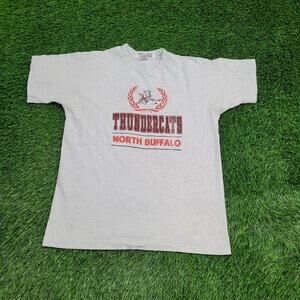 Vintage North-Buffalo Thundercats Shirt M/L 21x26 Gray Hockey